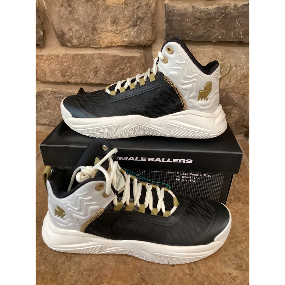 Moolah Kicks Press Break v2 Basketball Shoes Black White Gold Youth 7 Women 8.5